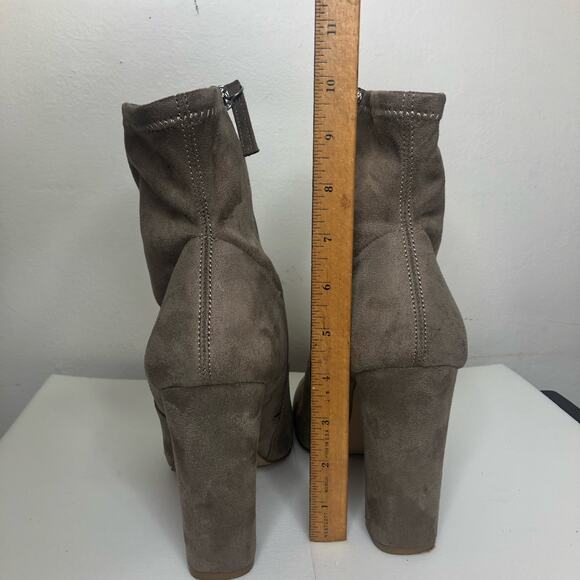 Steve Madden Heeled Sock Boot Tan Suede Almond Toe 10 - Picture 7 of 12